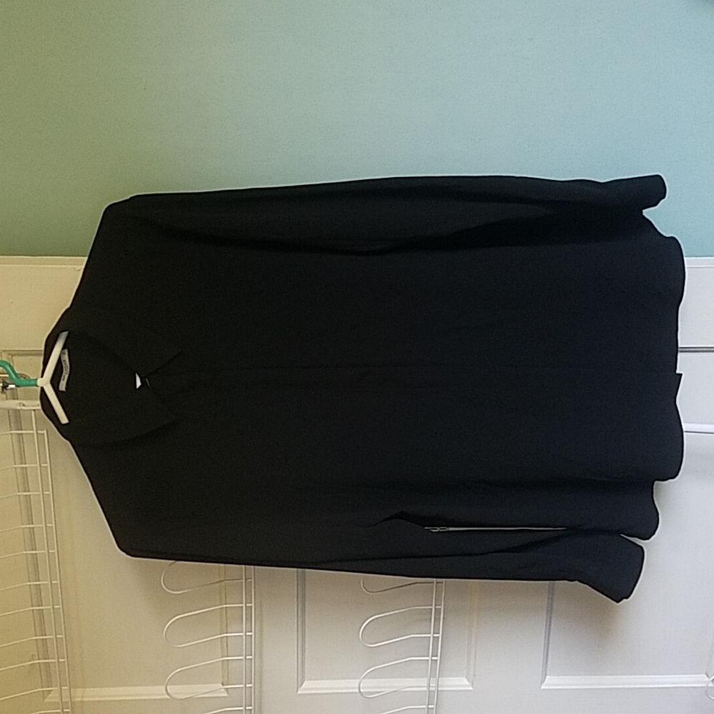 MM Lafleur Black Lagarde Shirt Silky Crepe Button Down Blouse Shirt Business